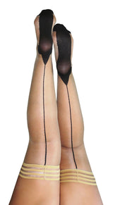 Kixies Stockings Hosiery Ruby Cuban Heel Thigh High Beige