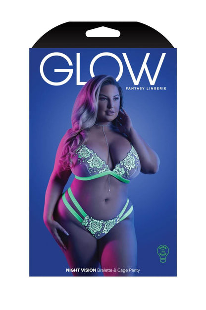 Fantasy Queen Glow-in-the-Dark Night Vision Embroidered Mesh Bra Set