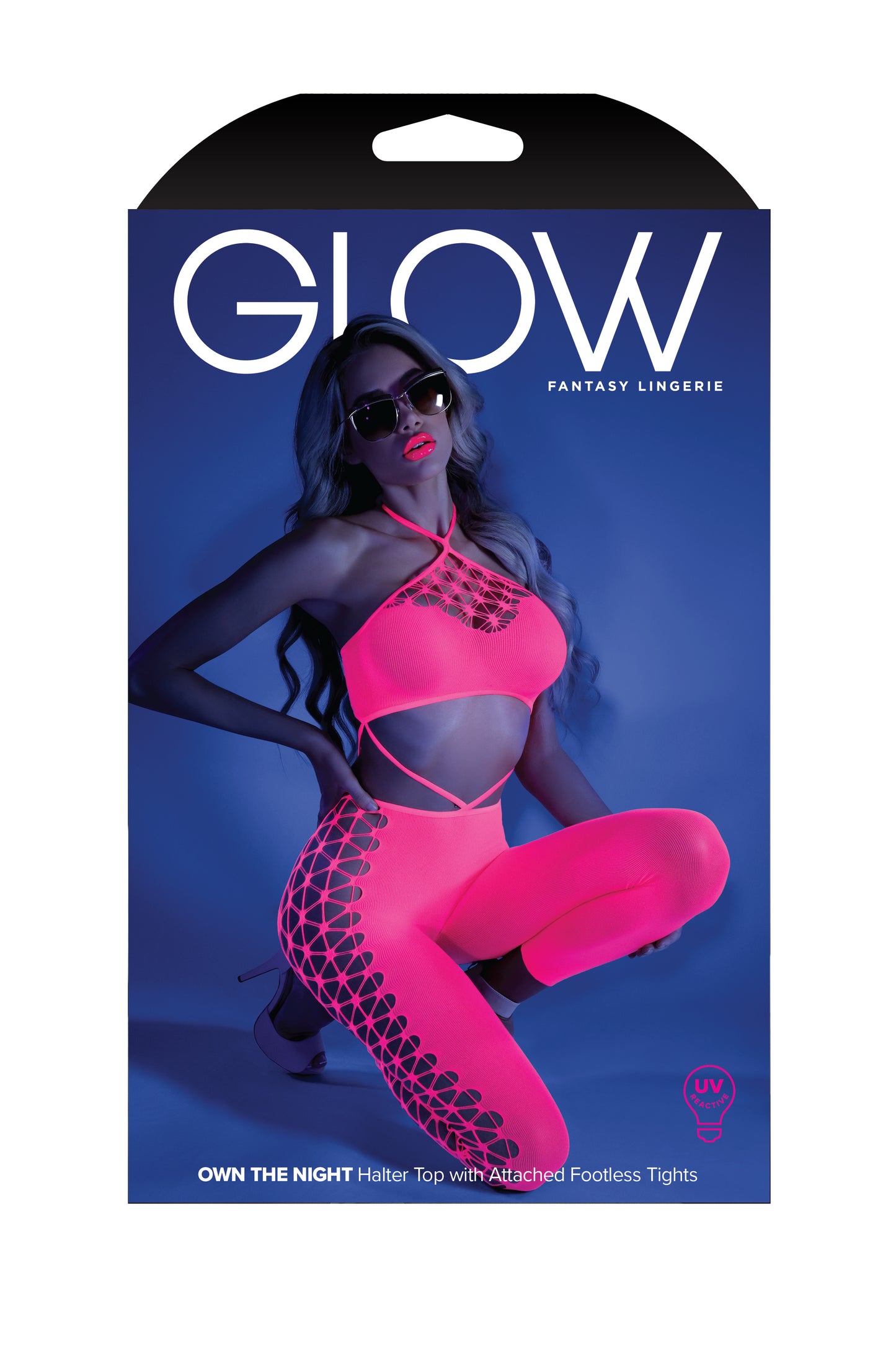 Fantasy Glow Black Light Own The Night Bodystocking Neon Pink