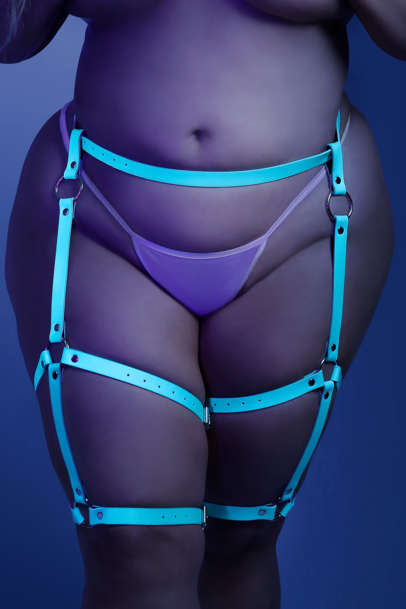 Fantasy Glow Black Light Buckle Up Leg Harness Light Blue