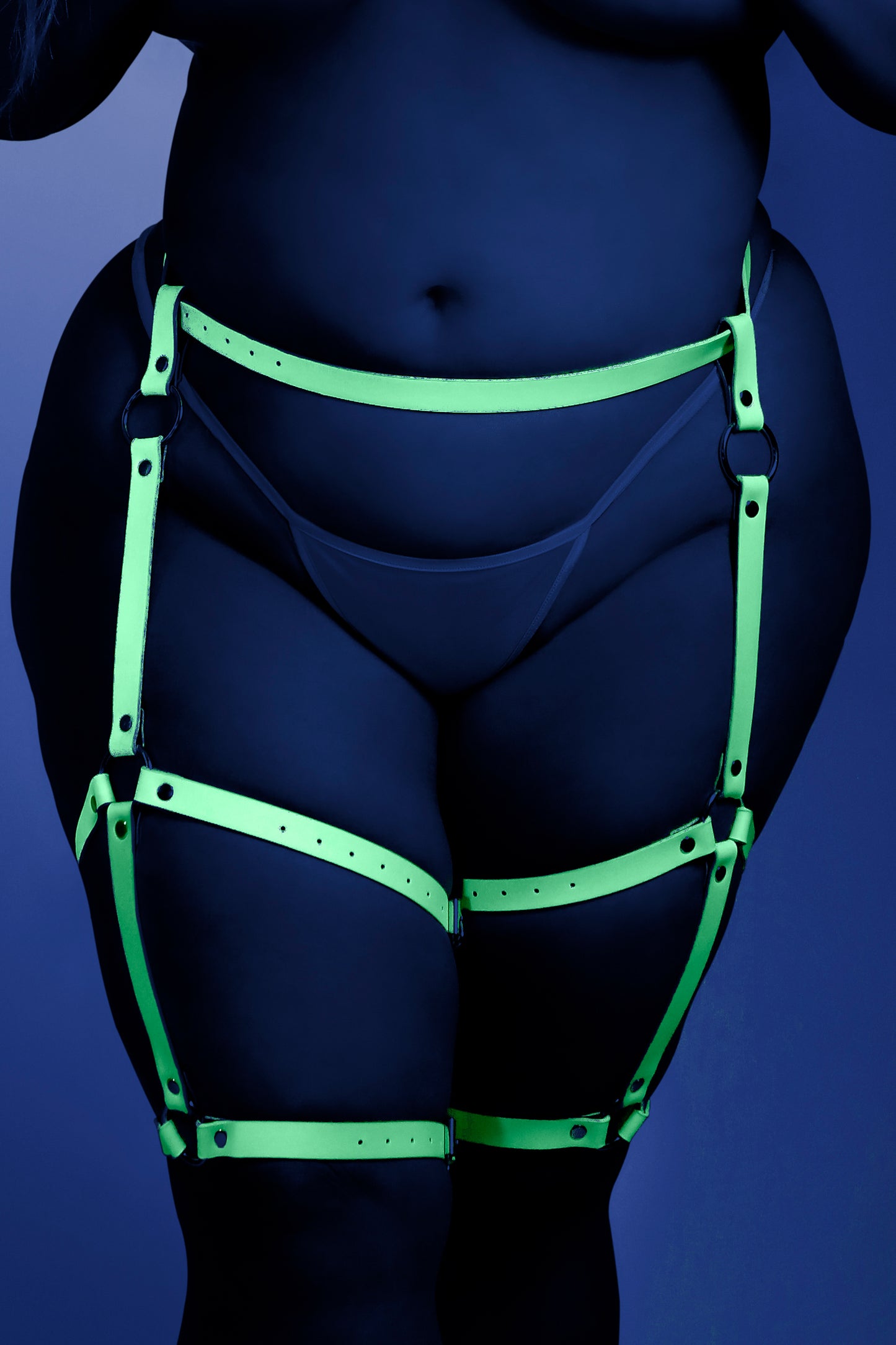 Fantasy Glow Black Light Buckle Up Leg Harness Light Blue