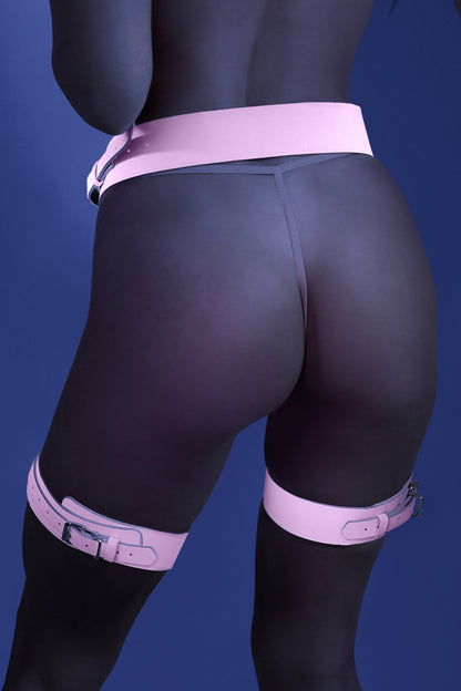 Fantasy Glow Black Light Strapped In Leg Harness Light Pink