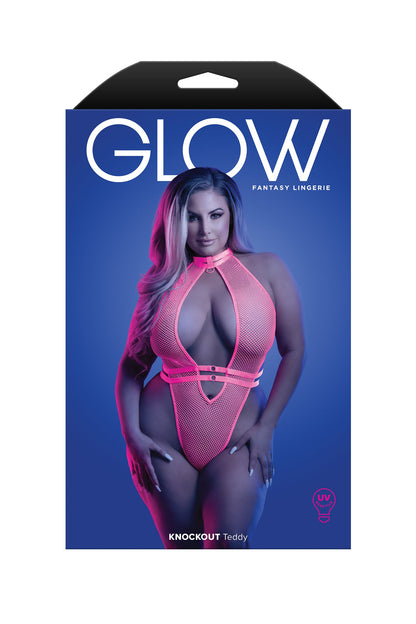 Fantasy Lingerie Glow Queen Knockout Teddy Neon Pink