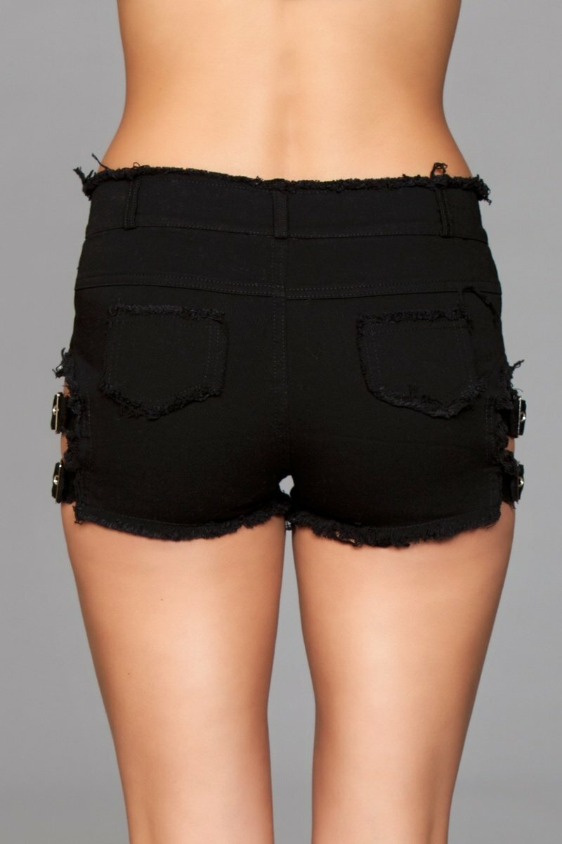 BeWicked Buckled Down Denim Shorts Black