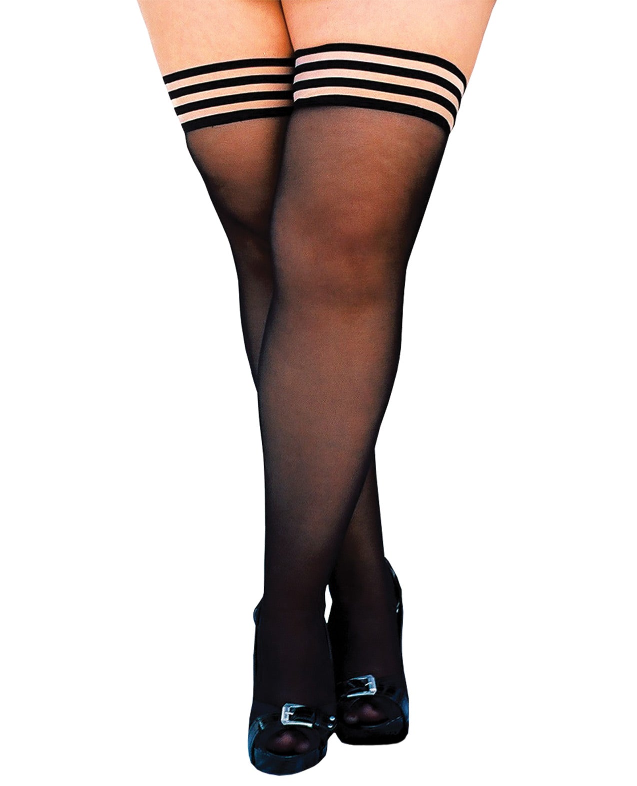 Kix'ies Taylor Silky Sheer Thigh Highs Black