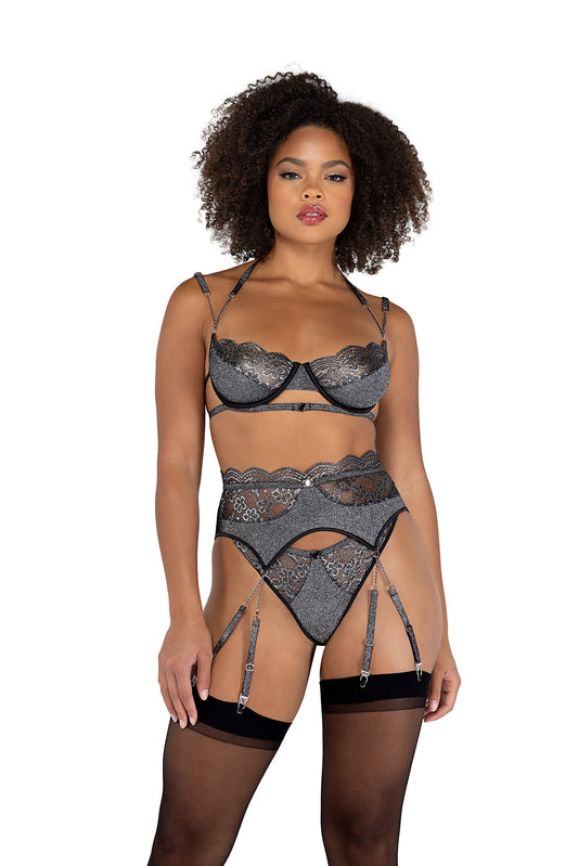 Roma Confidential Sparkle Chained Gartered Bra Set