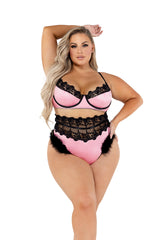 Roma Confidential Embroidery & Satin Bralette Set Pink Black