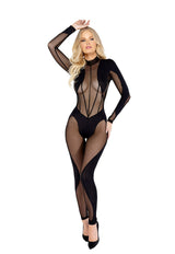 Roma Confidential Sheer Mesh Detailed Jumpsuit with Zipper Closure