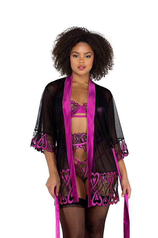 Roma Confidential Sweetheart Robe Black Pink