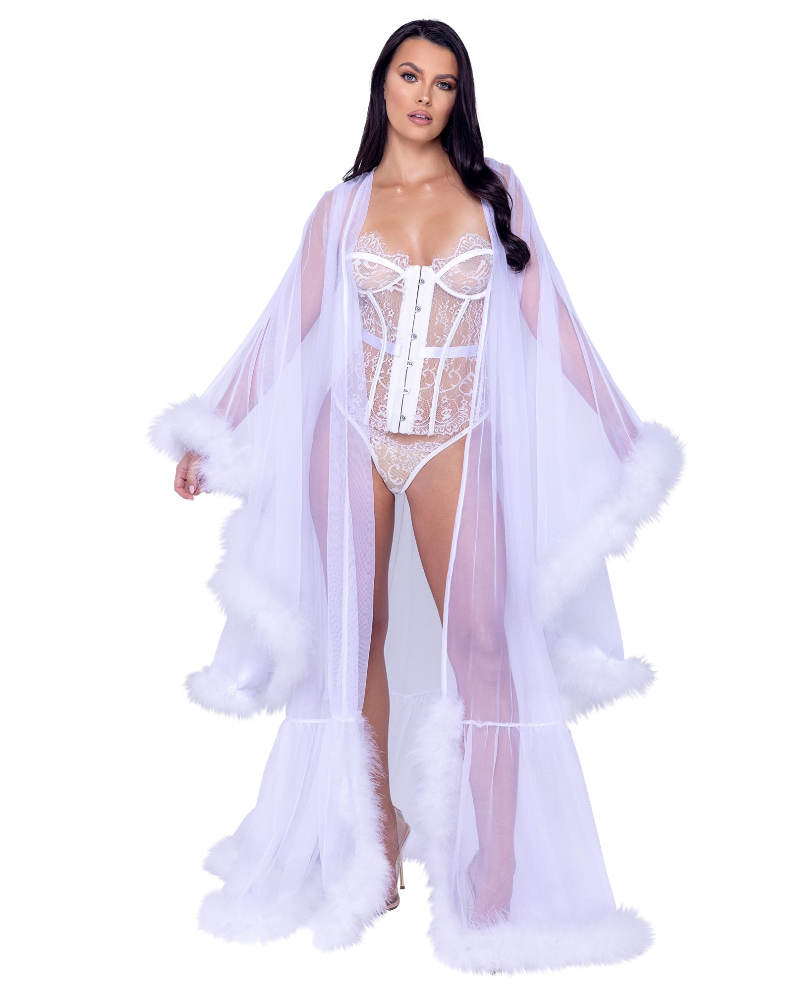 Burlesque Roma Hollywood Glam Luxury Robe White