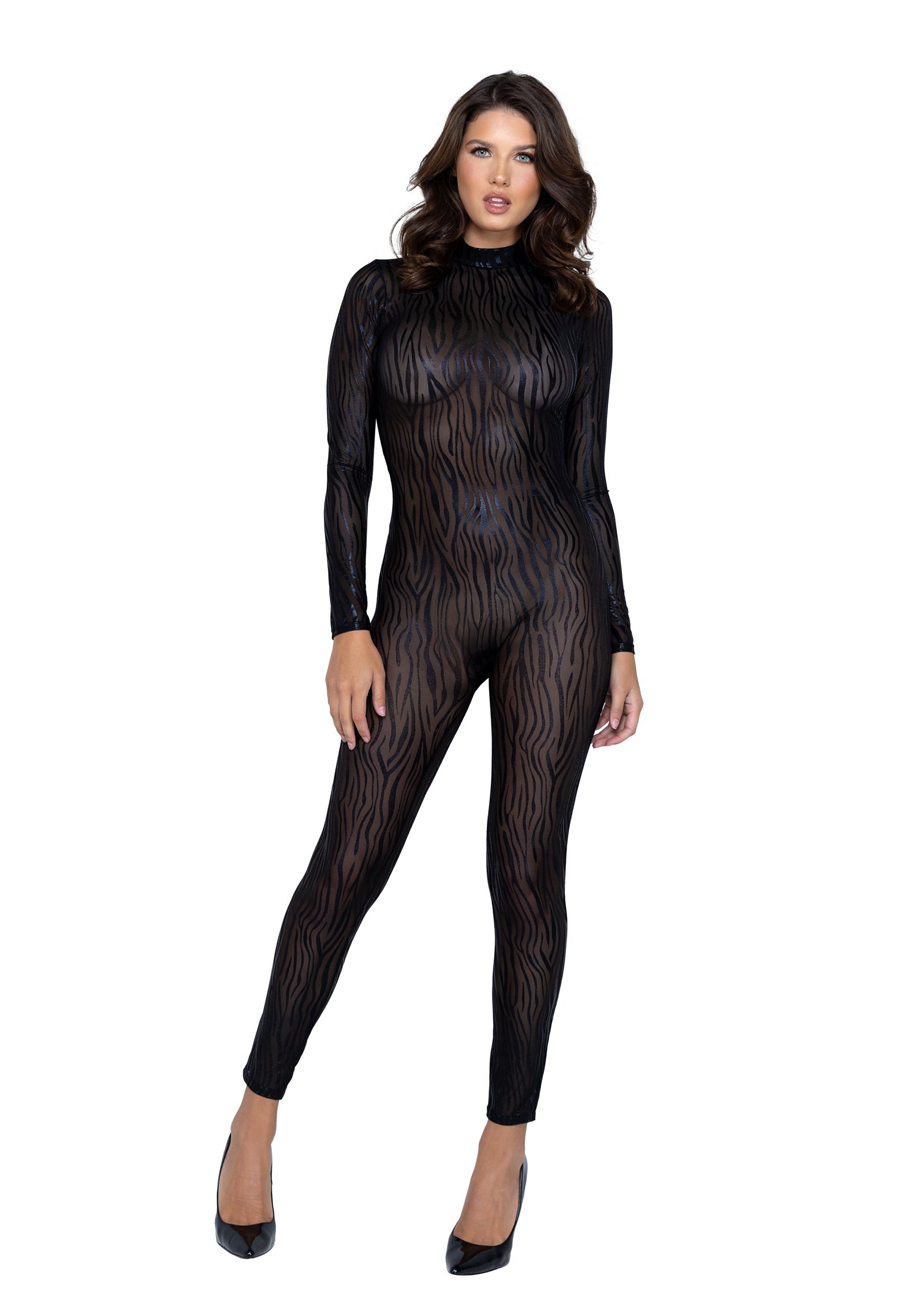 Roma Confidential Wild Stripe Bodystockings Catsuit Black Tiger