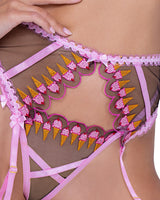 Roma Confidential Strawberry Sherbet Gartered Bra Ice Cream EmbroiderySet