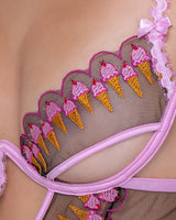 Roma Confidential Strawberry Sherbet Teddy Ice Cream Embroidery Pink