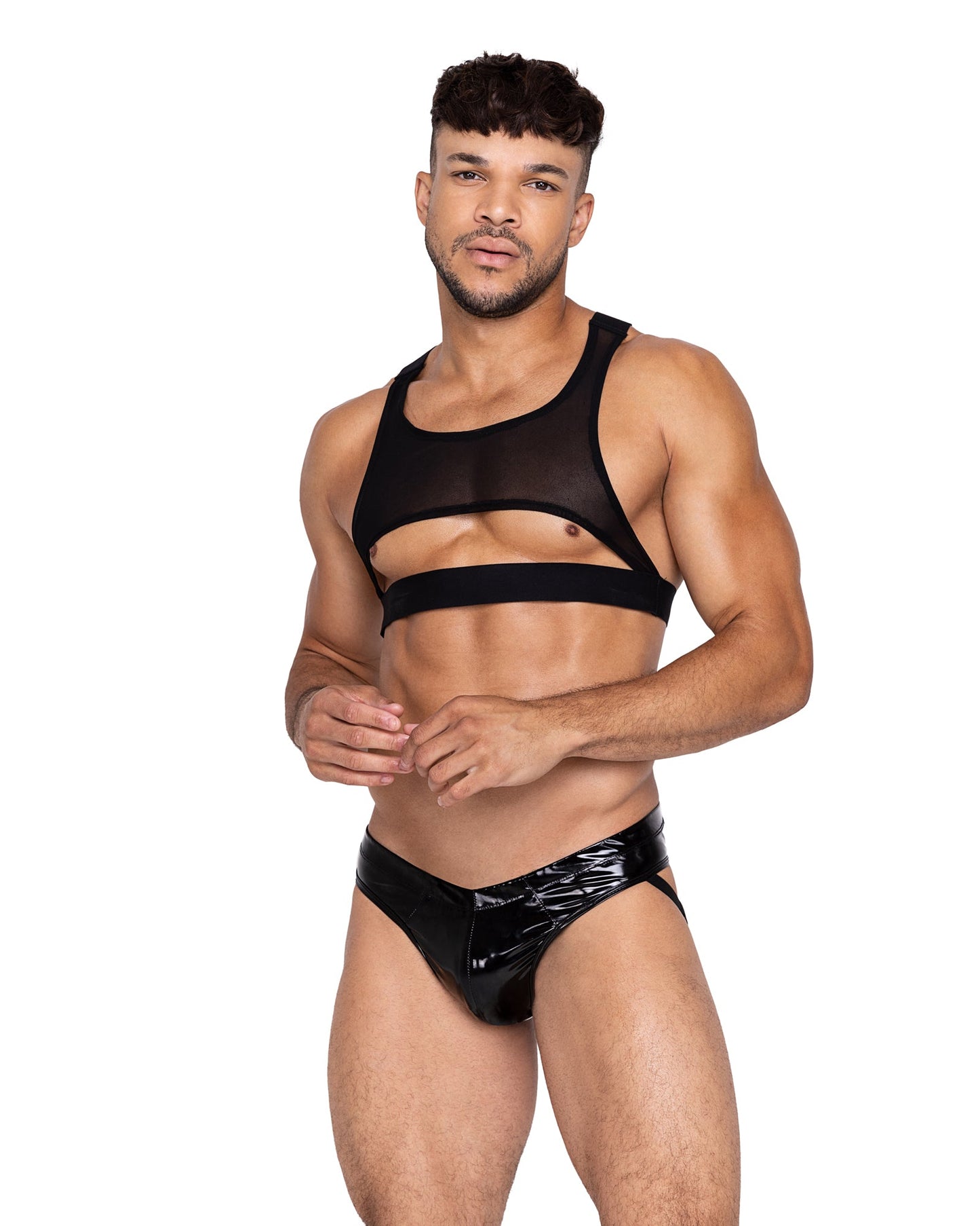 Roma Confidential Voyeur Harness Mens Underwear Top Black