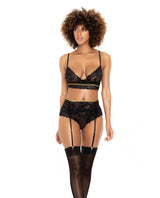 Mapale Lingerie Lace Underwire Bra Set Black Gold