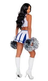 Roma X Playboy Sexy Cheer Squad Cheerleader Costume Top Skirt Pom Poms Set
