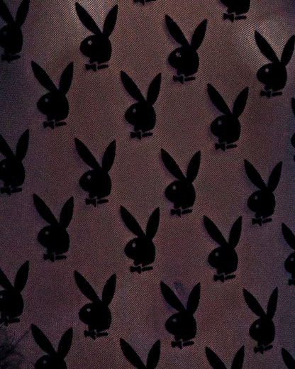 Roma Confidential Playboy Bunny Noir Chemise Sheer Black Marabou Trim