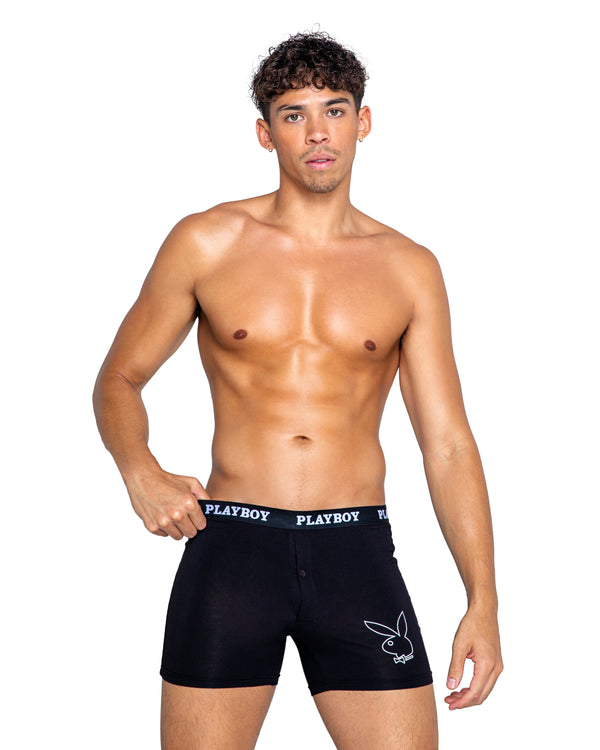 Playboy Mens Tuxedo Modal Classic Boxer Briefs Underwear Black