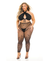 Pink Lipstick Plus Gives You Hell Halter Bra, Pantyhose & G-String Black