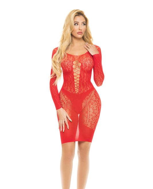 Pink Lipstick Animal Inside Chemise Bodystocking Red