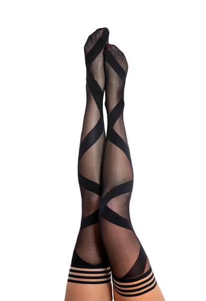 Kix'ies Stockings Hosiery Jackie Semi Sheer Thigh High Black