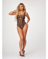 Seven ’til Midnight Fishnet Strappy High Cut Leg Teddy Black