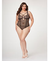 Seven ’til Midnight Queen Fishnet Strappy High Cut Leg Teddy Black