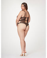 Seven ’til Midnight Queen Fishnet Strappy High Cut Leg Teddy Black