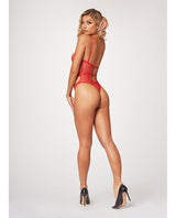 Seven ’til Midnight Fishnet Strappy High Cut Leg Teddy Red