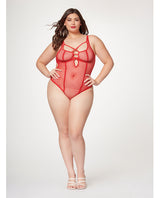 Seven ’til Midnight Queen Fishnet Strappy High Cut Leg Teddy Red