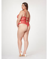 Seven ’til Midnight Queen Fishnet Strappy High Cut Leg Teddy Red