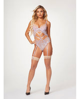 Seven ’til Midnight Sheer Mesh & Lace Demi Cup Teddy Lavender