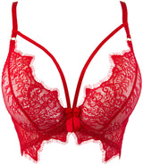 Axami 9581 Lace Longline Bra Red Butterfly Shape Strappy Unlined Cups Underwire