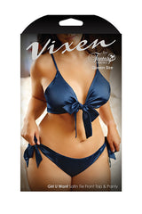 Fantasy Lingerie Plus Girl U Want Satin Tie Lounge Bra Set Navy Blue
