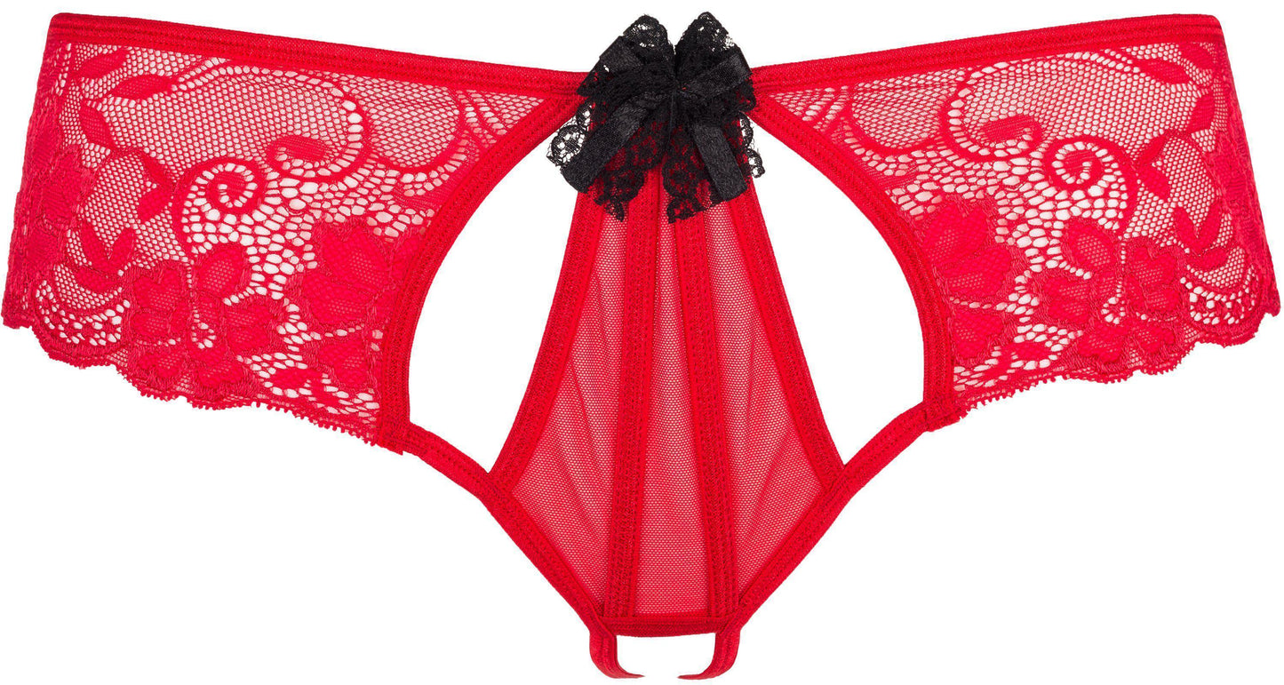 Axami 6088 Tao Red Crotchless Panty Lace-Up Back Sex in the City