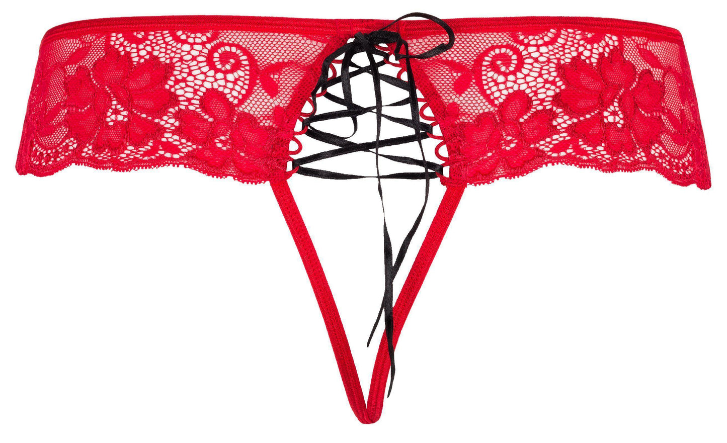 Axami 6088 Tao Red Crotchless Panty Lace-Up Back Sex in the City