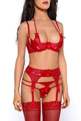 Axami 6481 Rouge Glossy Shelf Bra Glossy Wet Look Red Erotic Lingerie