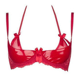Axami 6481 Rouge Glossy Shelf Bra Glossy Wet Look Red Erotic Lingerie