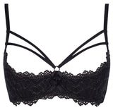 Axami 7771 Shelf Bra Ginger Cookie Open Cups Strappy Silver Black Lace Push Up