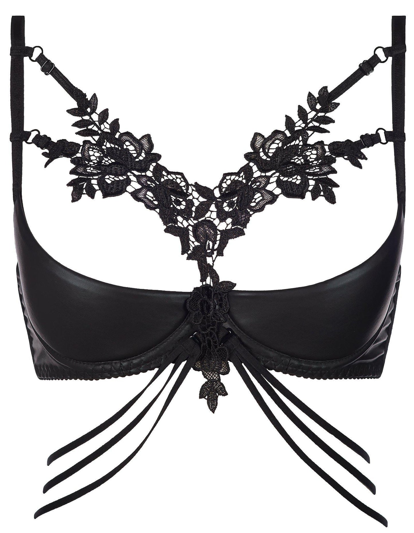 Axami 8331 Seductive Applique Open Cups Shelf Bra