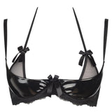 Axami 8731 Plus Size Shelf Bra Noir Black Shiny High Gloss Risque Sexy Lingerie