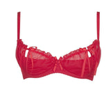 Axami 8741 Plus Size Peek-a-boo Shelf Bra Red Tulle Pretty Yet Sexy Look