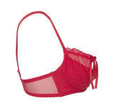 Axami 8741 Plus Size Peek-a-boo Shelf Bra Red Tulle Pretty Yet Sexy Look