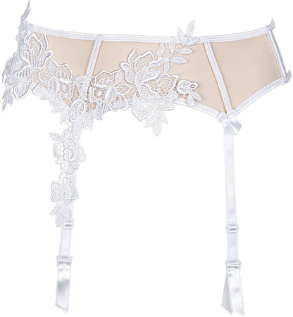 Axami 8852 Solea White Garter Belt European Lingerie SPECIAL ORDER