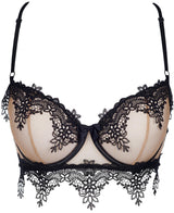 Axami 8901 Soft Tulle Lace Balconette Bra Sheer Cups Gorgeous Back Unique Luxe
