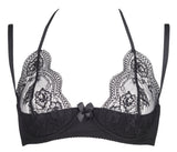 Axami 8691 Shelf Bra Plus Size Corona Australe Open Cups Black Lace Supportive