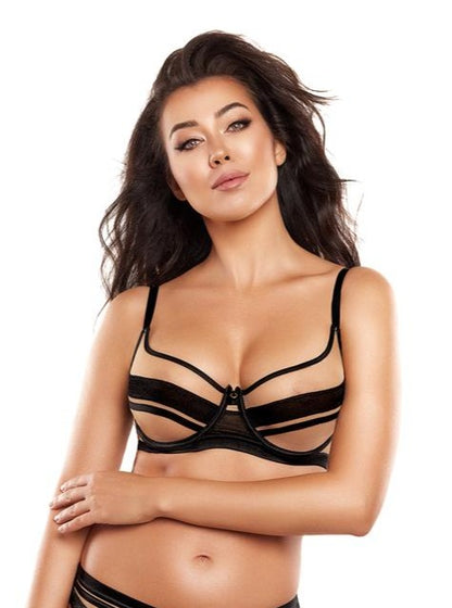 Axami 10491 Sheer Stripe Underwire Bra Black