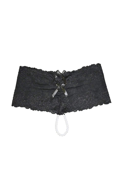 iCollection Lace Peekaboo Pearl String Boy Short Panty