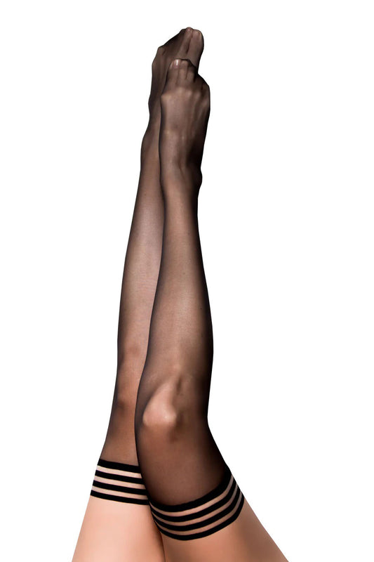 Kixies Stockings Hosiery Taylor Silky Sheer Thigh High Black