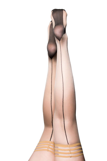 Kixies Stockings Hosiery Ruby Cuban Heel Thigh High Beige